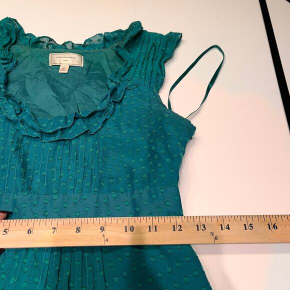 Anthropologie Moulinette Souers Green Swiss Polka Dot Mini Dress Size 2 - Picture 8 of 10